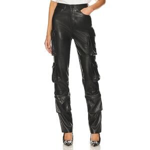 Afrm 'Shane' Black Vegan Leather Cargo Pant Size 29